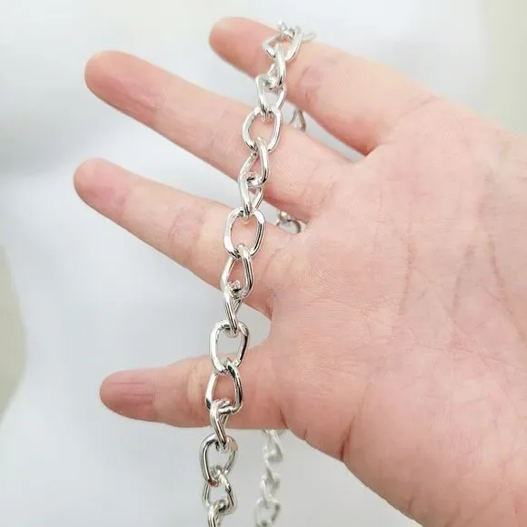 2/$20 Vintage 90s Black & White Cable Twist Silver Tone Necklace - Picture 7 of 9